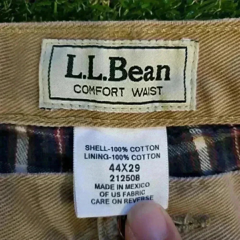 LL Bean Men's Blue Comfort Waist Flannel Plaid Lined Denim Jeans 212508 Sz 44x29 - Picture 5 of 10